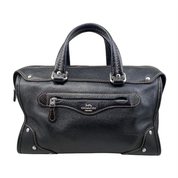 Coach Millie Satchel Handbag Black Leather Great Condition No Flaws No Smells - Picture 5 of 15